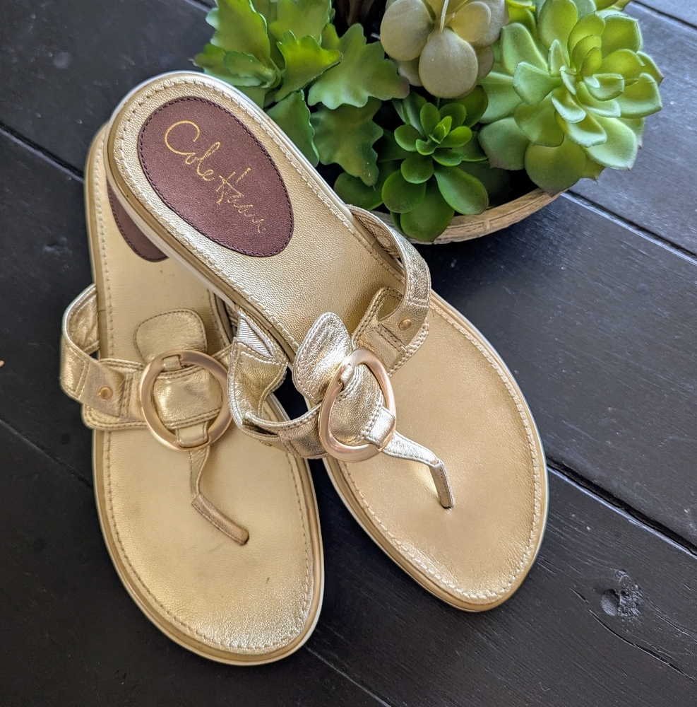 Cole Haan Gold Sandals with Elegant Design